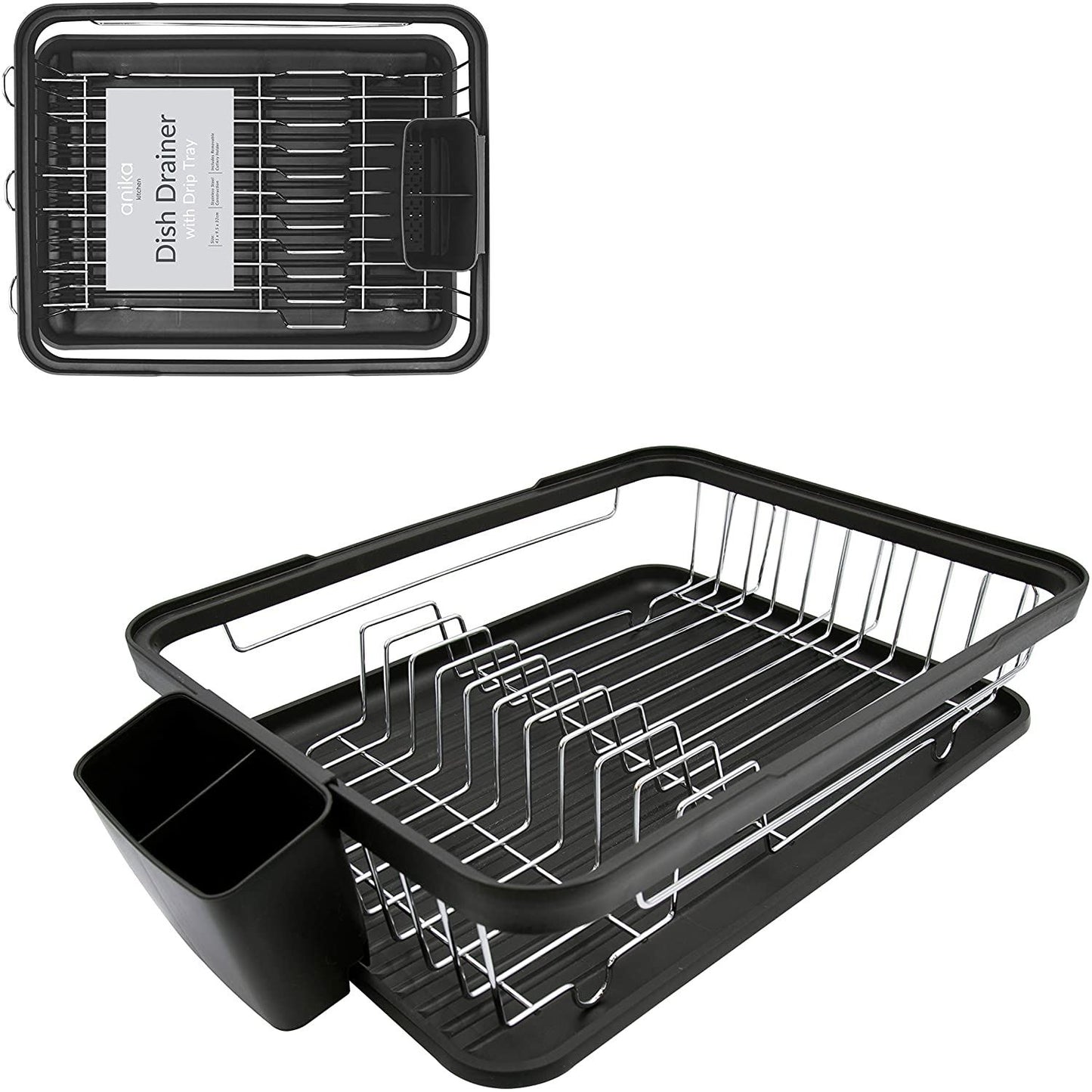 ANIKA KITCHEN DISH DRAINER RACK 41 X 32 X 9.5CM - BLACK. BML69049
