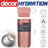 DECOR VACUUM INSULATED STAINLESS TRAVEL COFFEE CUP 350ML - ROSE GOLD. 265842-006