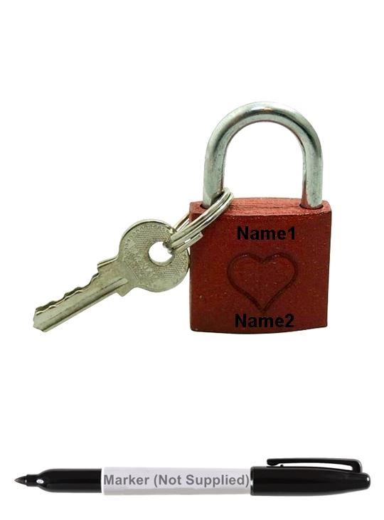 METAL RED LOVE HEART PADLOCK WITH 2 KEYS. 623967