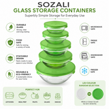 SOZALI GLASSWARE SUPERBLY SIMPLE GLASS STORAGE 5 CONTAINERS. Z65929