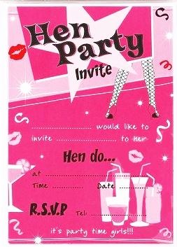 10 HEN PARTY INVITATIONS WITH ENVELOPES. 10015 \\\10015