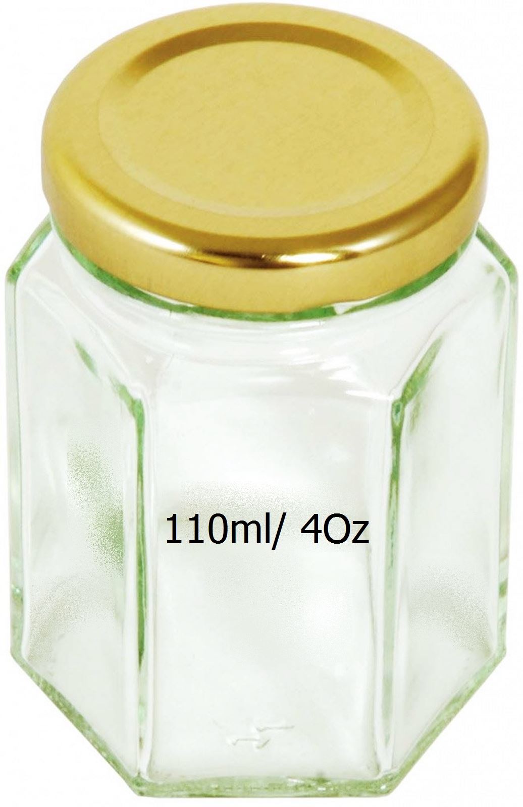 HEXAGONAL JAR GOLD SCREW LID 110ML/4OZ. 10A04150 \\\10A04150