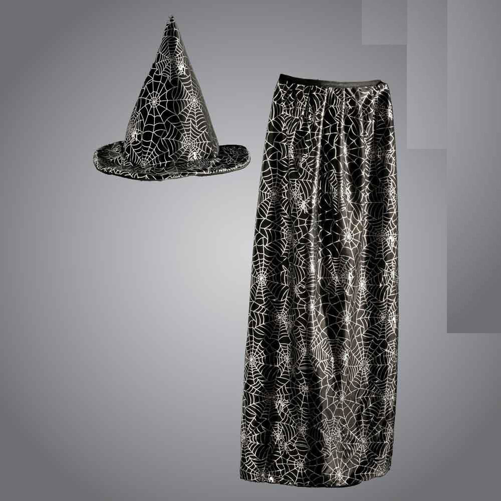 SPIDER WEB DESIGN WITCH HAT CAPE SET. 11926 \\\11926