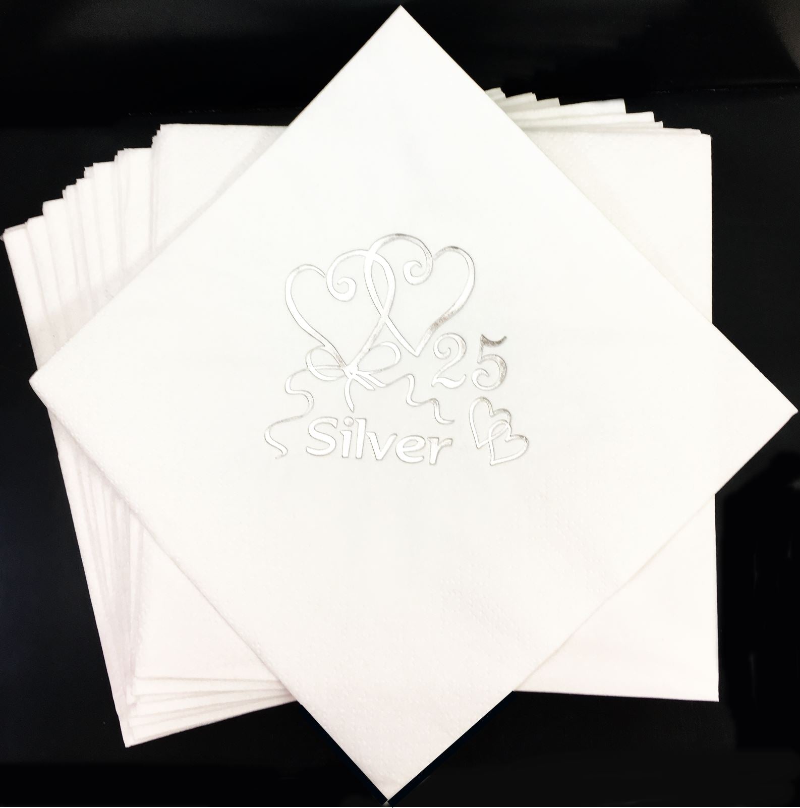 ANNIVERSARY 25 SILVER NAPKINS 3 PLY 33CM X 33CM 15/PK. 140046 \\\140046