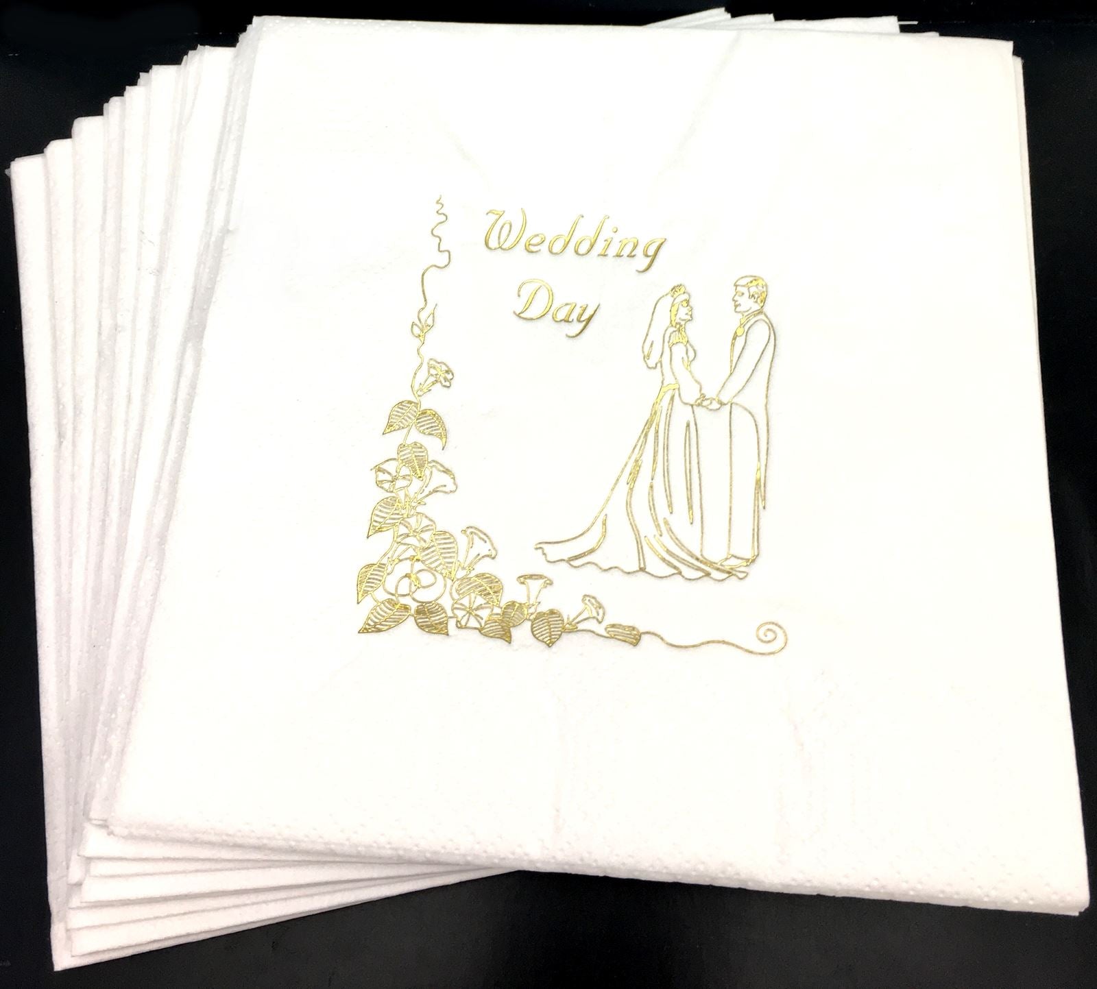 WEDDING DAY GOLD NAPKINS 33CM X 33CM. 140244 \\\140244
