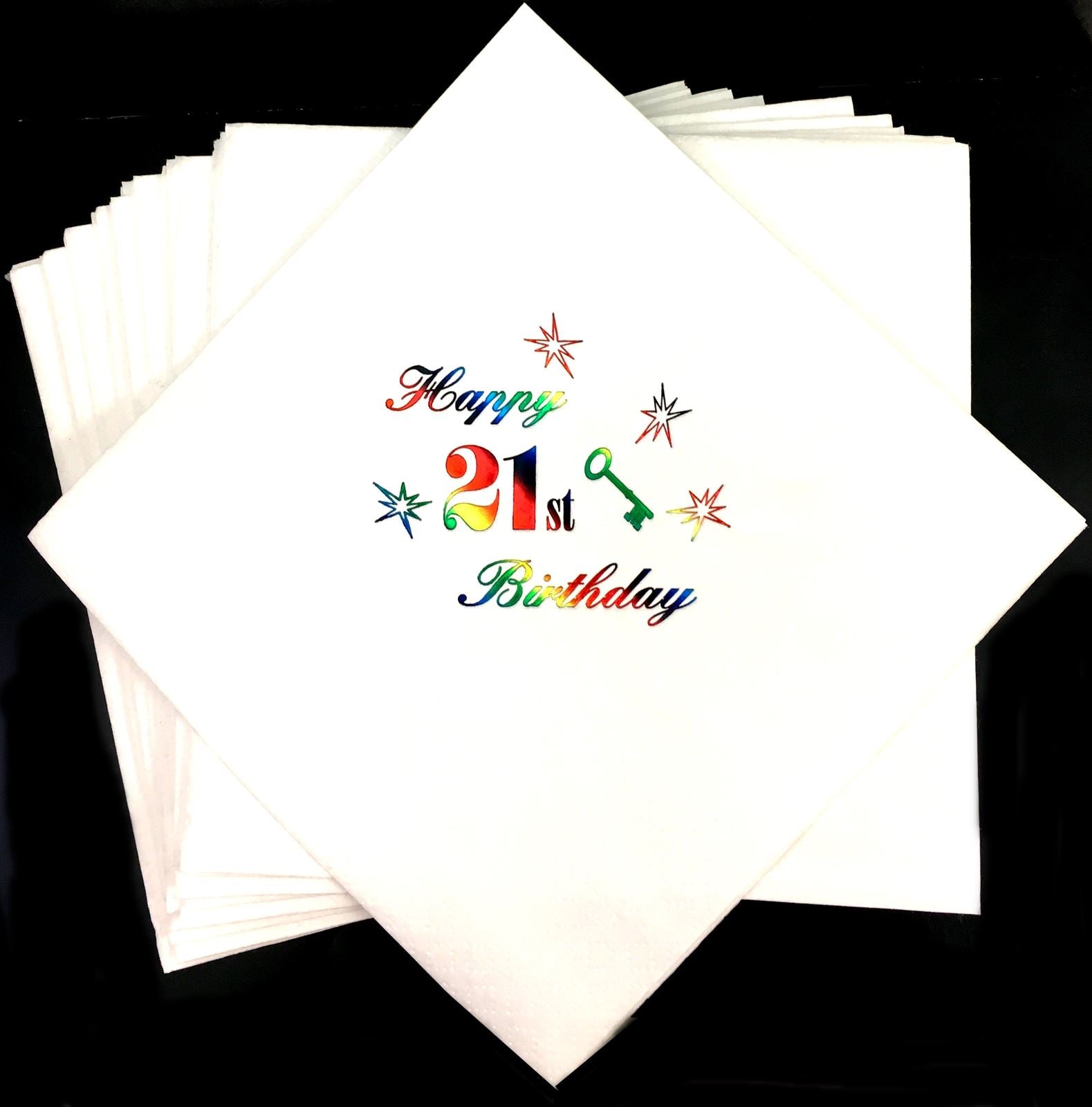 HAPPY 21 BIRTHDAY NAPKINS 33CM X 33CM. 141043 \\\141043