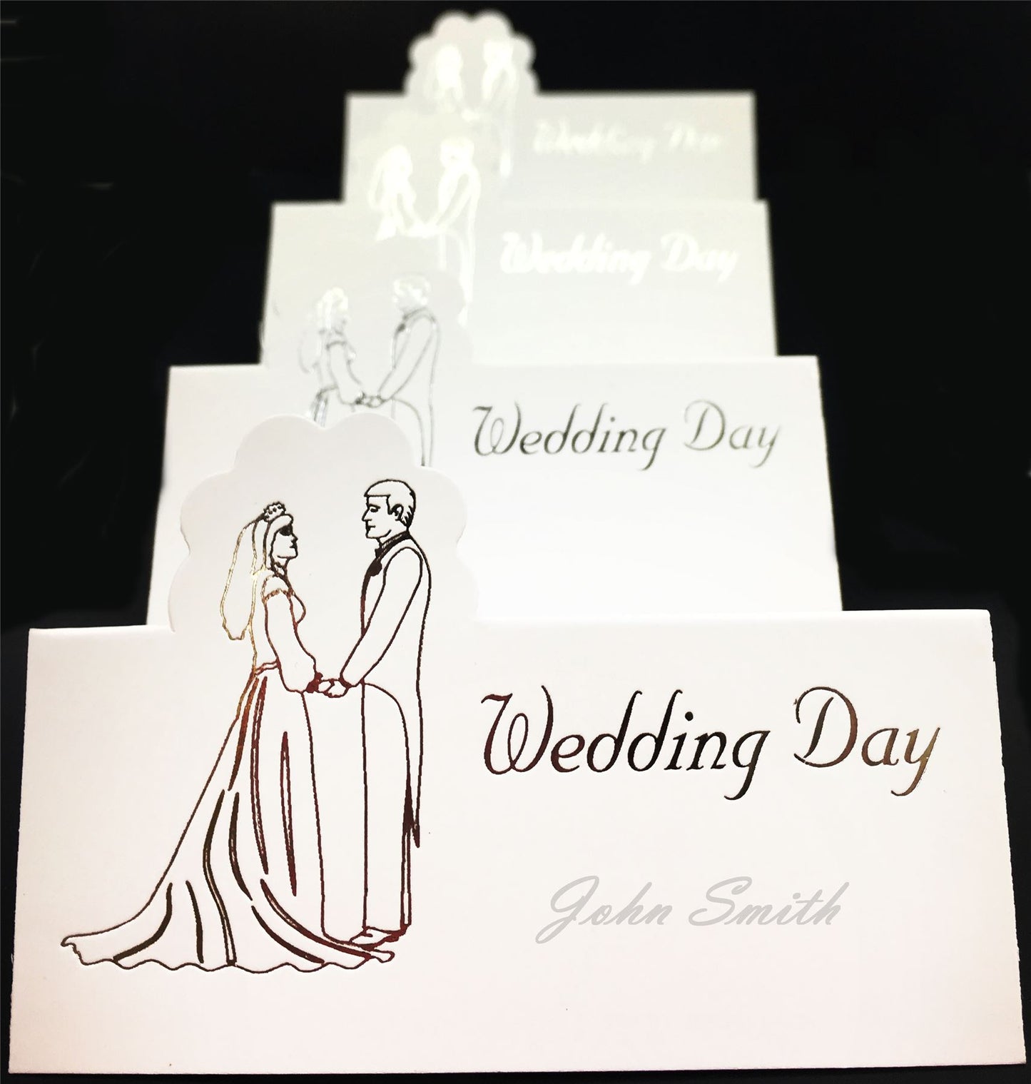 10 WEDDING DAY SILVER LETTERS PLACE CARDS. 143726 \\\143726