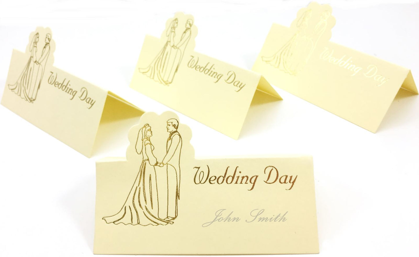 10 WEDDING DAY GOLD LETTERS PLACE CARDS CREAM. 143733 \\\143733