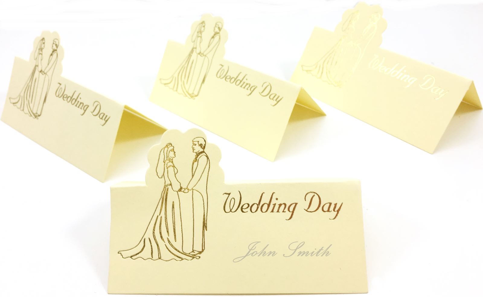 10 WEDDING DAY GOLD LETTERS PLACE CARDS CREAM. 143733 \\\143733