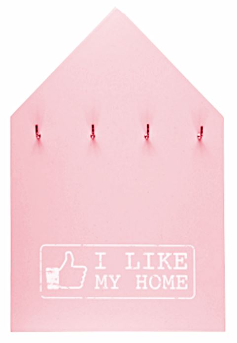 WOODEN KEY HOLDER PINK / GREY I LIKE MY HOME. 144220P \\\144220P
