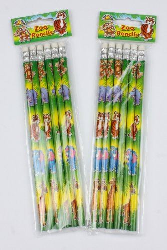 JUNGLE WILD ANIMAL THEME PENCILS WITH ERASERS - 1 PACK. 150158 \\\150158