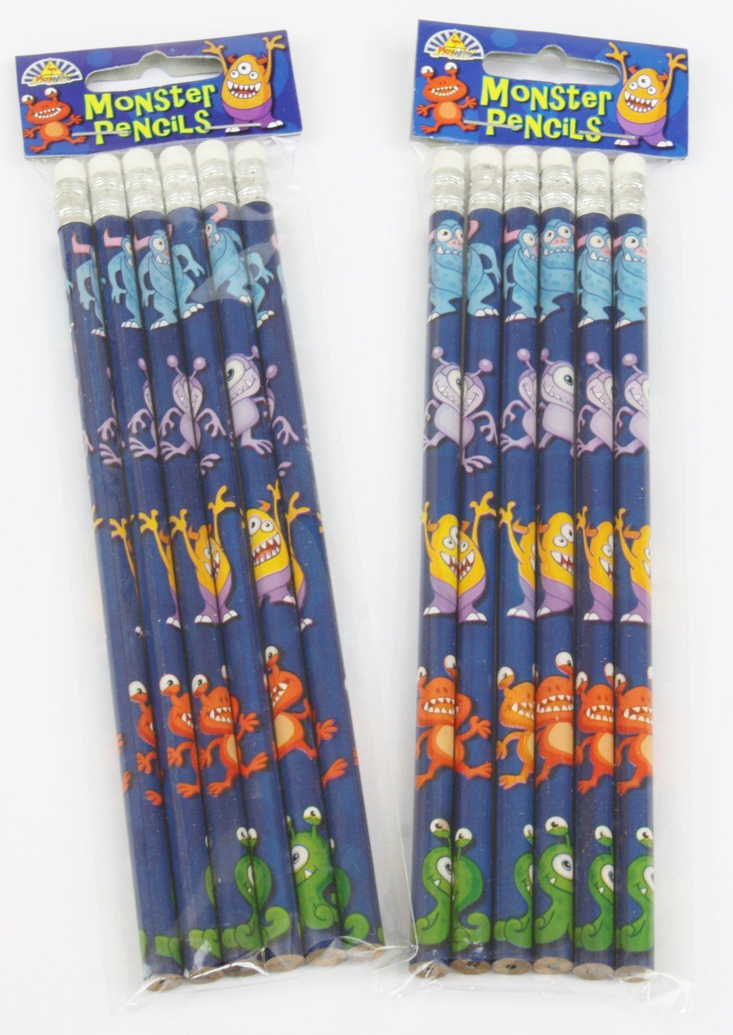 MONSTER ALIEN THEME PENCILS WITH ERASER - 1 PACK. 150166 \\\150166