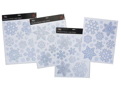 CHRISTMAS WINDOW SNOWFLAKE STICKERS WITH GLITTER ( Z99846 ) 524005 \\\151265
