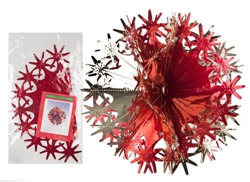 TRADITIONAL CHRISTMAS XMAS CEILING HANGING 12 / 30CM BALL RED  ~  GOLD FOIL DECORATION 518011R. 152361 \\\152361