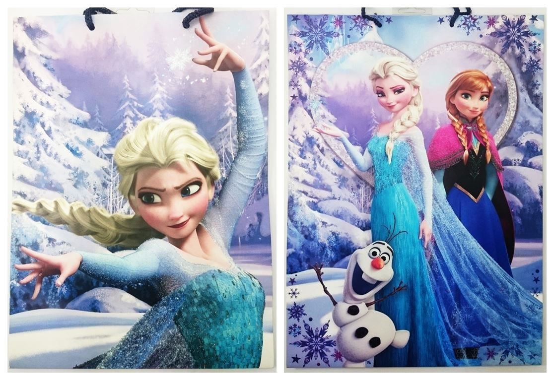 PACK OF 2 XLARGE DIFFERENT DESIGN DISNEY FROZEN GLITTER GIFT BAG. 16392_XLARGE \\\16392_XLARGE