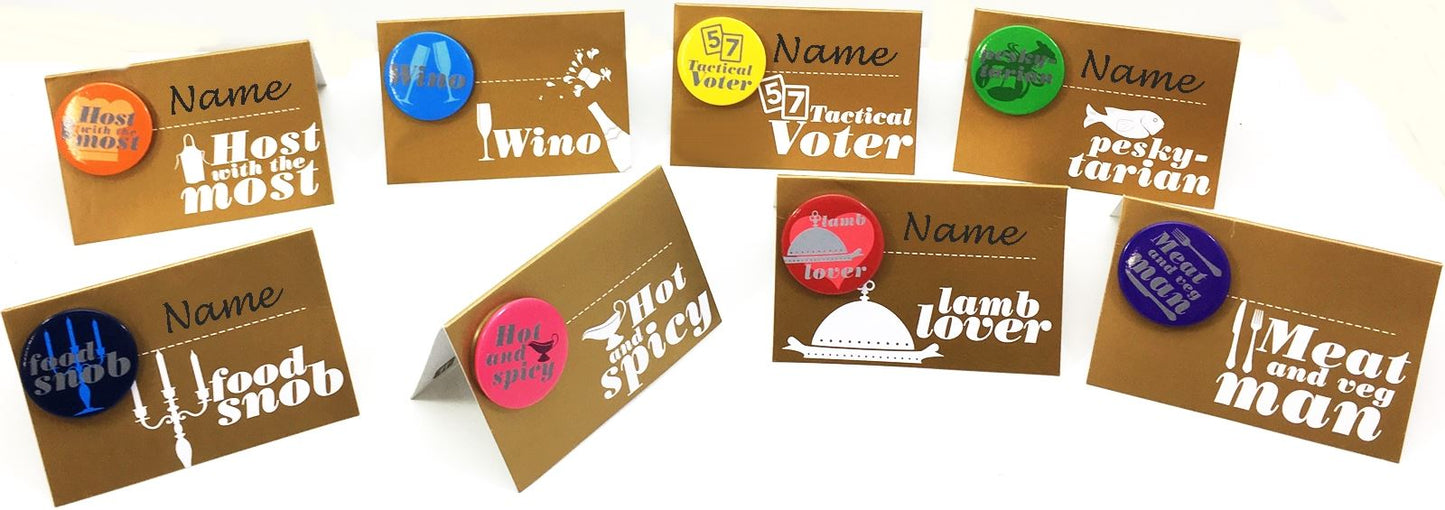 COME DINE WITH ME PLACE CARD GUEST BADGE SET. 16698 \\\16698