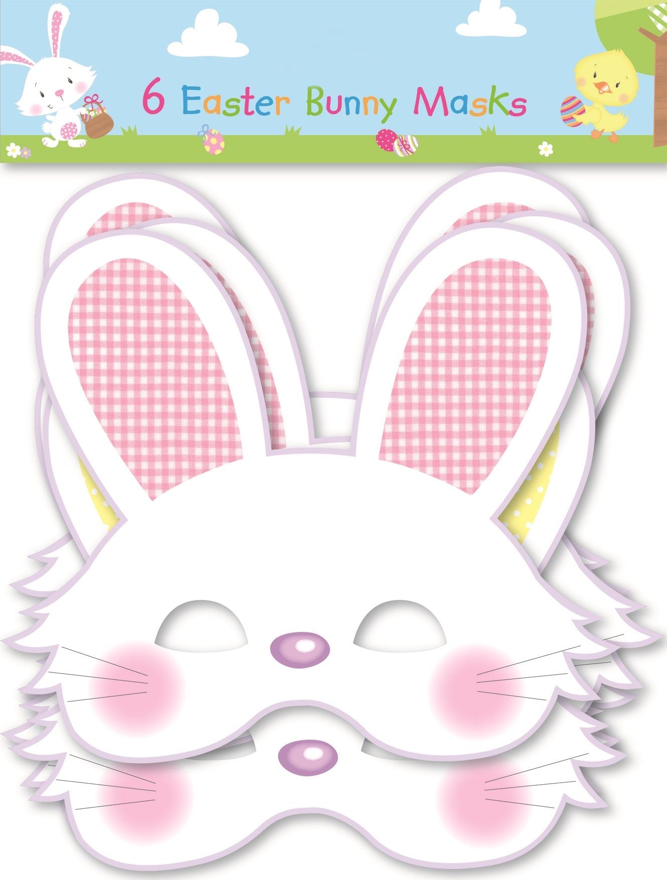 6 EASTER BUNNY MASK WITH RUBBER BANDS. 17061 \\\17061