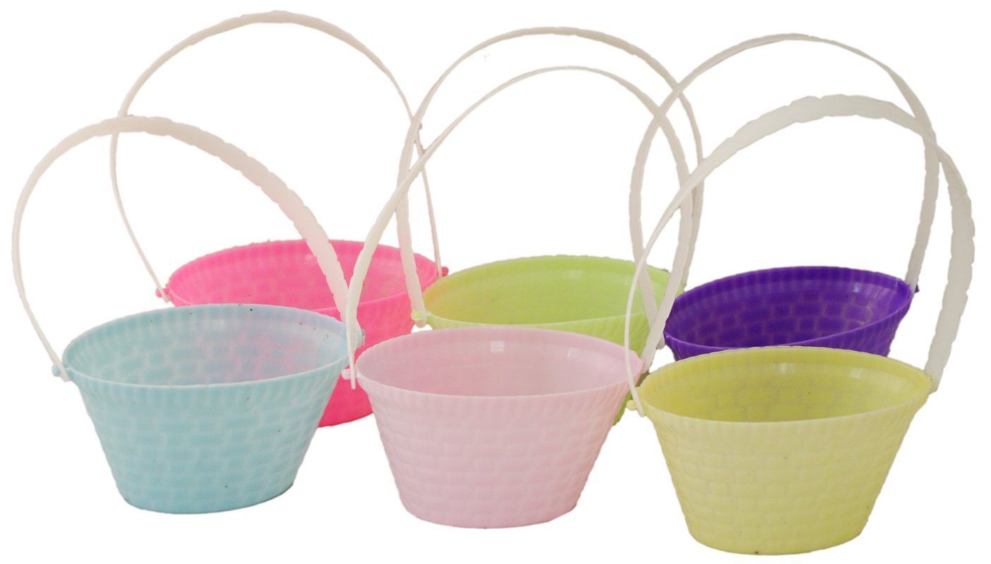 PACK OF 6 MINI EASTER BASKETS WITH HANDLES 4 INCH BASKETS - ASSORTED COLOURS. 173034 SSA000 \\\173034