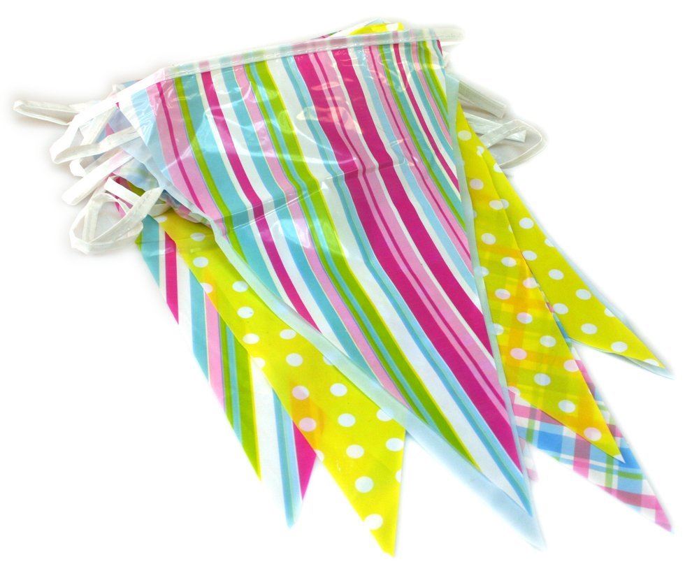 12FT TRIANGULAR ASSORTED PATTERN STRIPE COLOUR BUNTING EASTER ( 736059 ). 173309 \\\173309