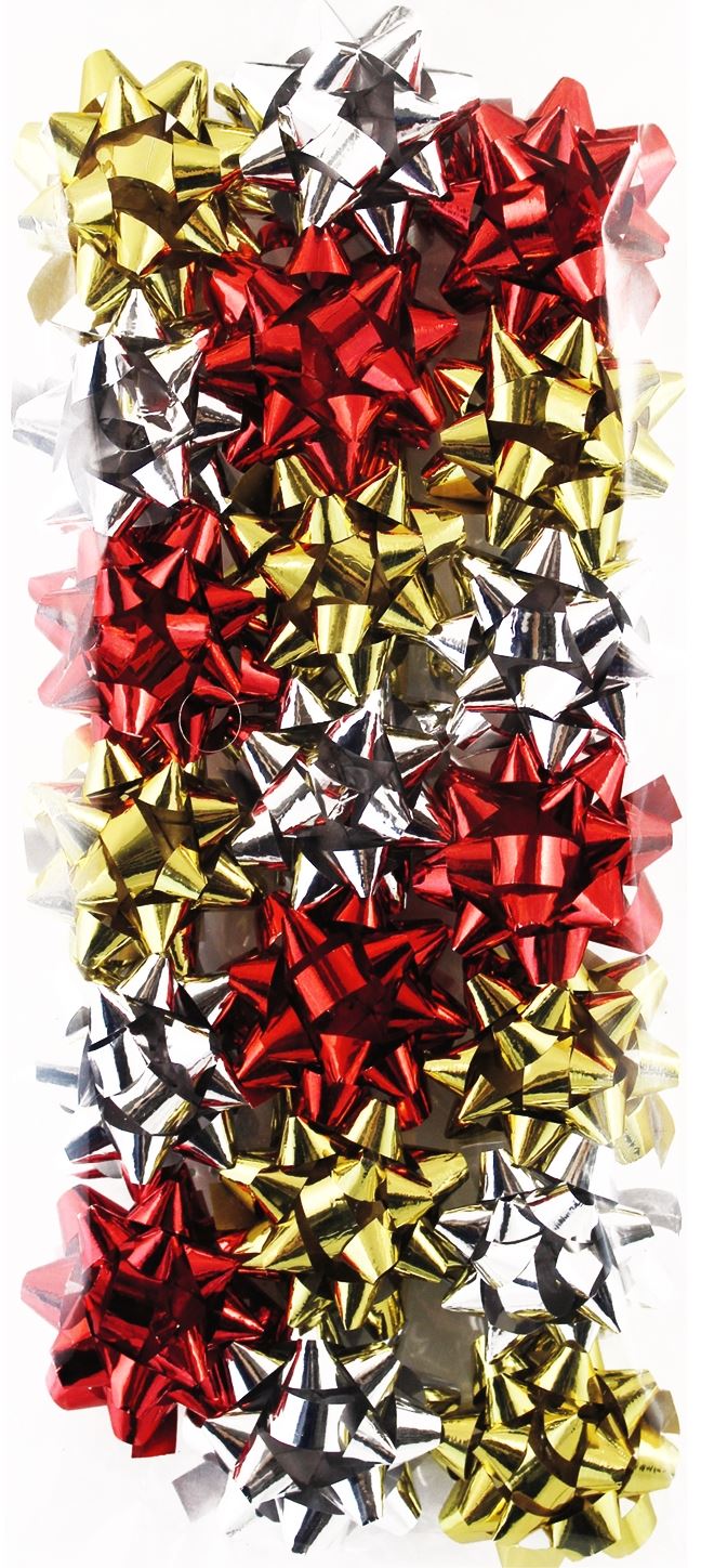 20 MINI FOIL METALLIC GIFTS BOWS RED GOLD SILVER. 17835 \\\17835