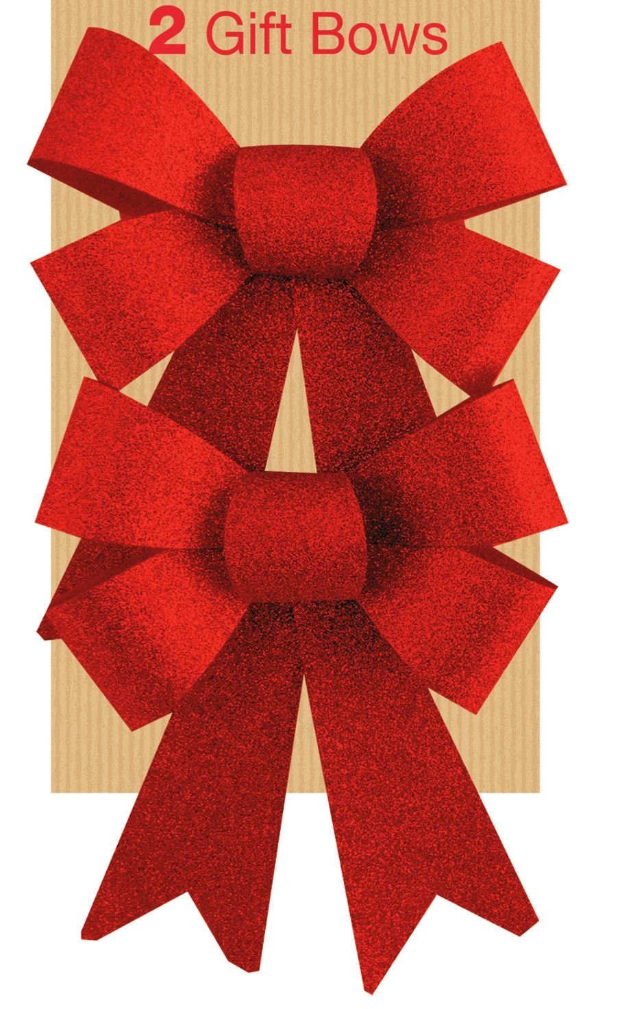 2 IN A PACK GLITTER BOWS RED CHRISTMAS DECORATION. 17838 \\\17838