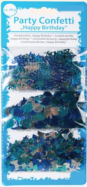 BLUE SILVER METALLIC CONFETTI HAPPY BIRTHDAY. 181044 \\\181044