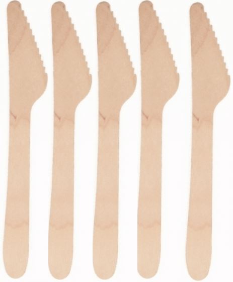BIODEGRADABLE DISPOSABLE BIRCHWOOD WOODEN KNIVES 16.5CM 100/PK. 10100.01 \\\18200