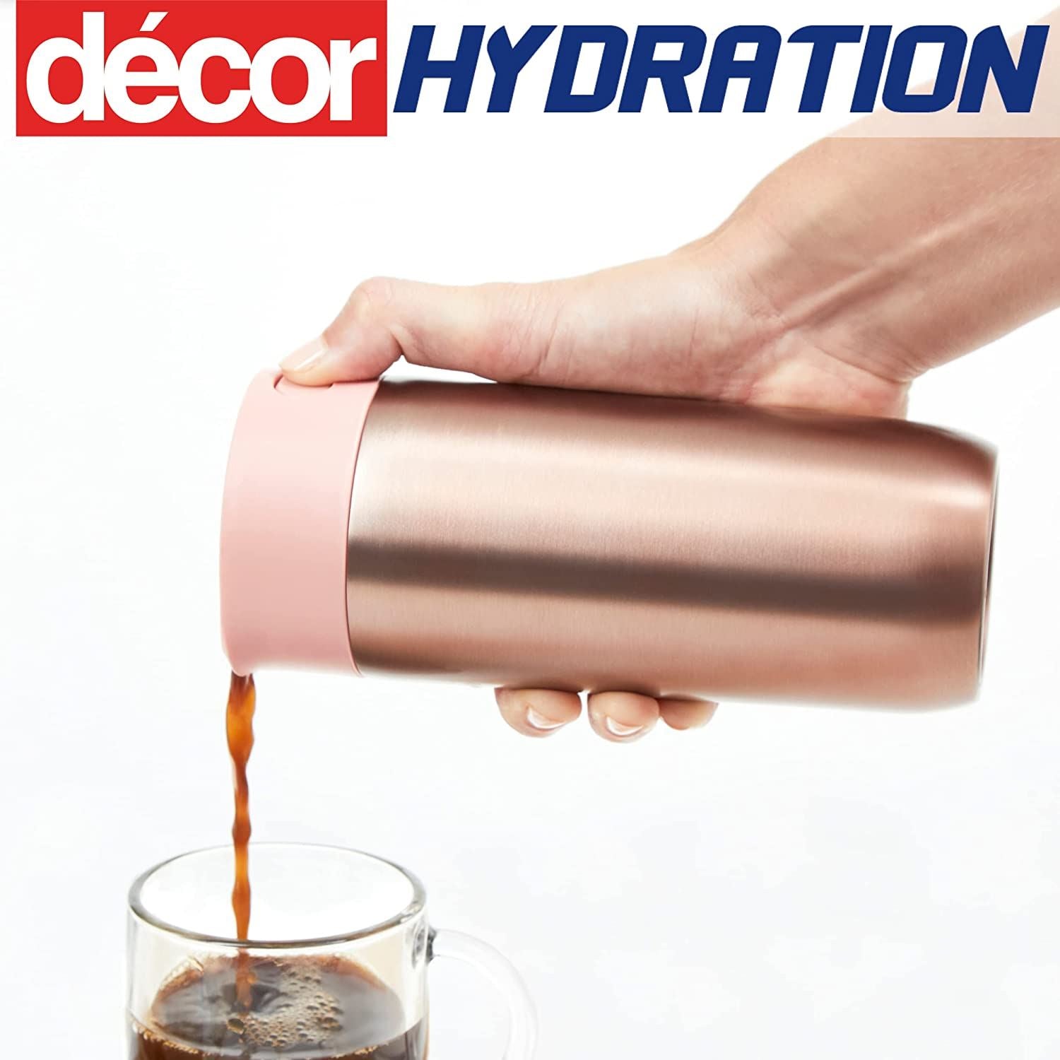 DECOR VACUUM INSULATED STAINLESS TRAVEL COFFEE CUP 350ML - ROSE GOLD. 265842-006