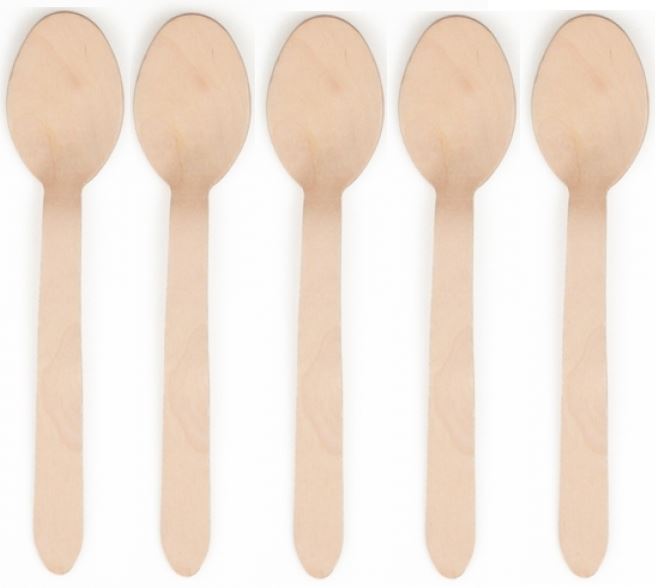 BIODEGRADABLE DISPOSABLE BIRCHWOOD WOODEN SPOONS 100/PK. 10100.03 \\\18249
