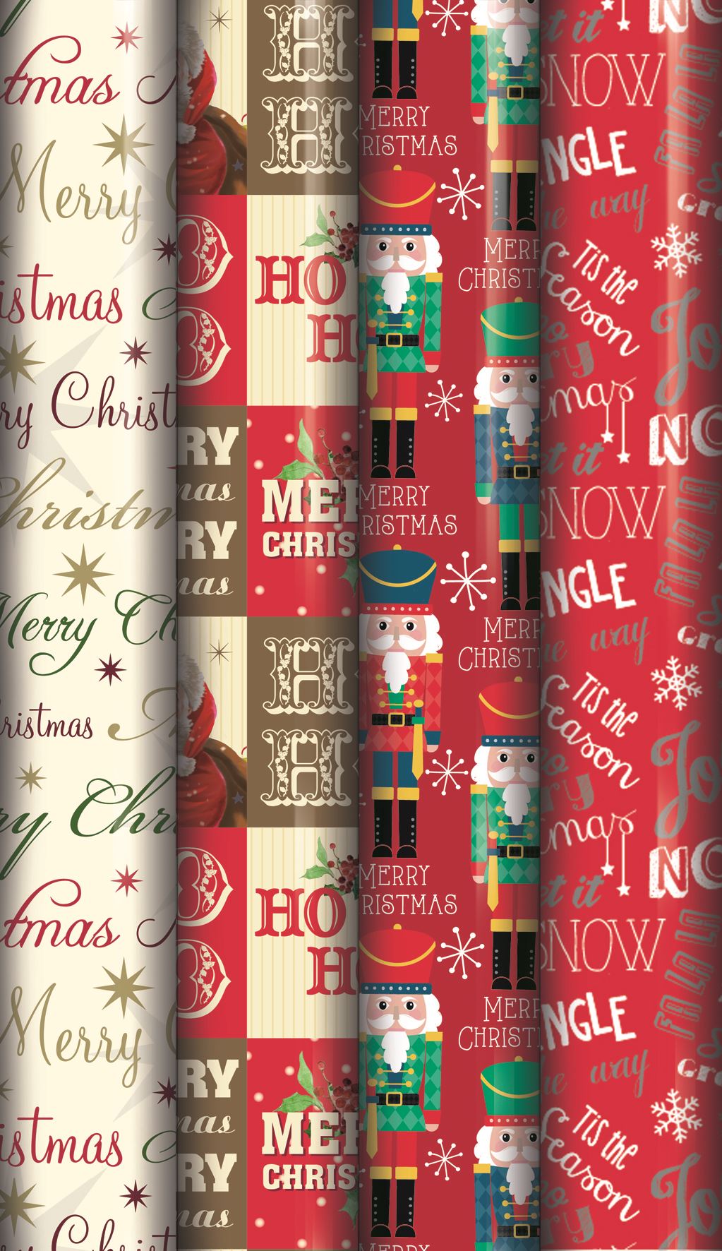 PACK OF 4 ASSORTED DESIGN TRADITIONAL GIFT WRAP 10M. 18519 \\\18519