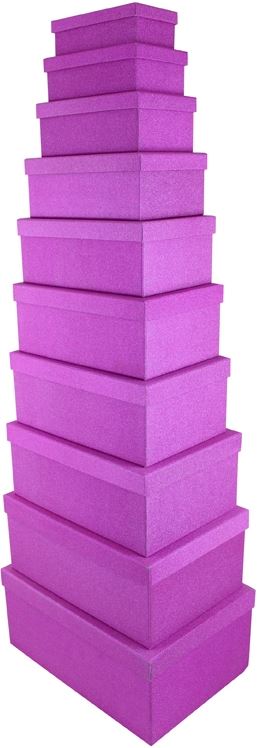 SET OF 10 GLITTER PINK ENCLOSED NESTED RECTANGULAR OBLONG GIFT BOXES. 19158BX \\\19158BX