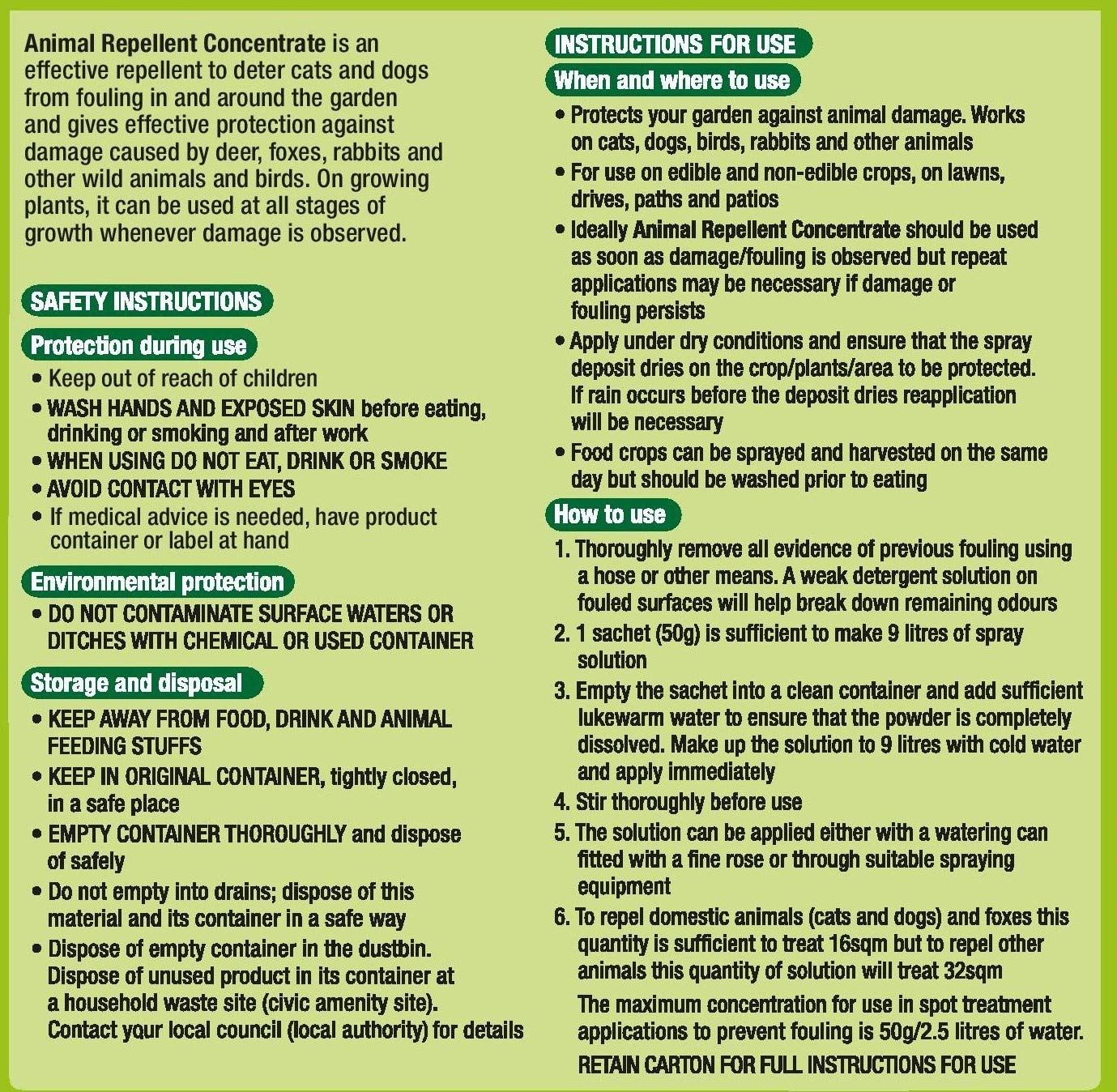 PROTECT GARDEN CAT-A-PULT ANIMAL REPELLENT CONCENTRATE 50G 2/PK. 86600253