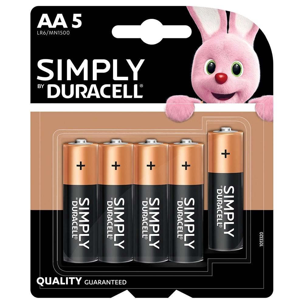 DURACELL SIMPLY AA 1500 BATTERIES MN1500 - 5 PACK. GSD5000394160712