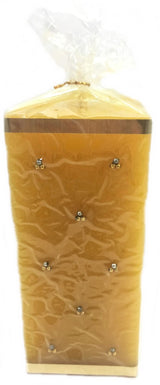 CANDLE YELLOW BEADED SQUARE 13.5CM. BH110