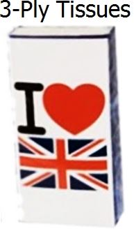 10 IN PACK I LOVE UK POCKET TISSUE 3-PLY. 273245 \\\273245