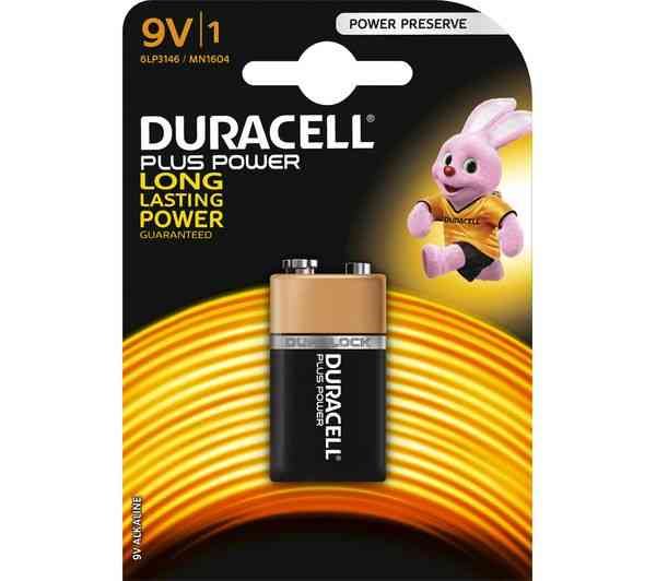 DURACELL PLUS 9V MN1604 6LR61 6LF22 PP3 BATTERY. MN1604PLUS