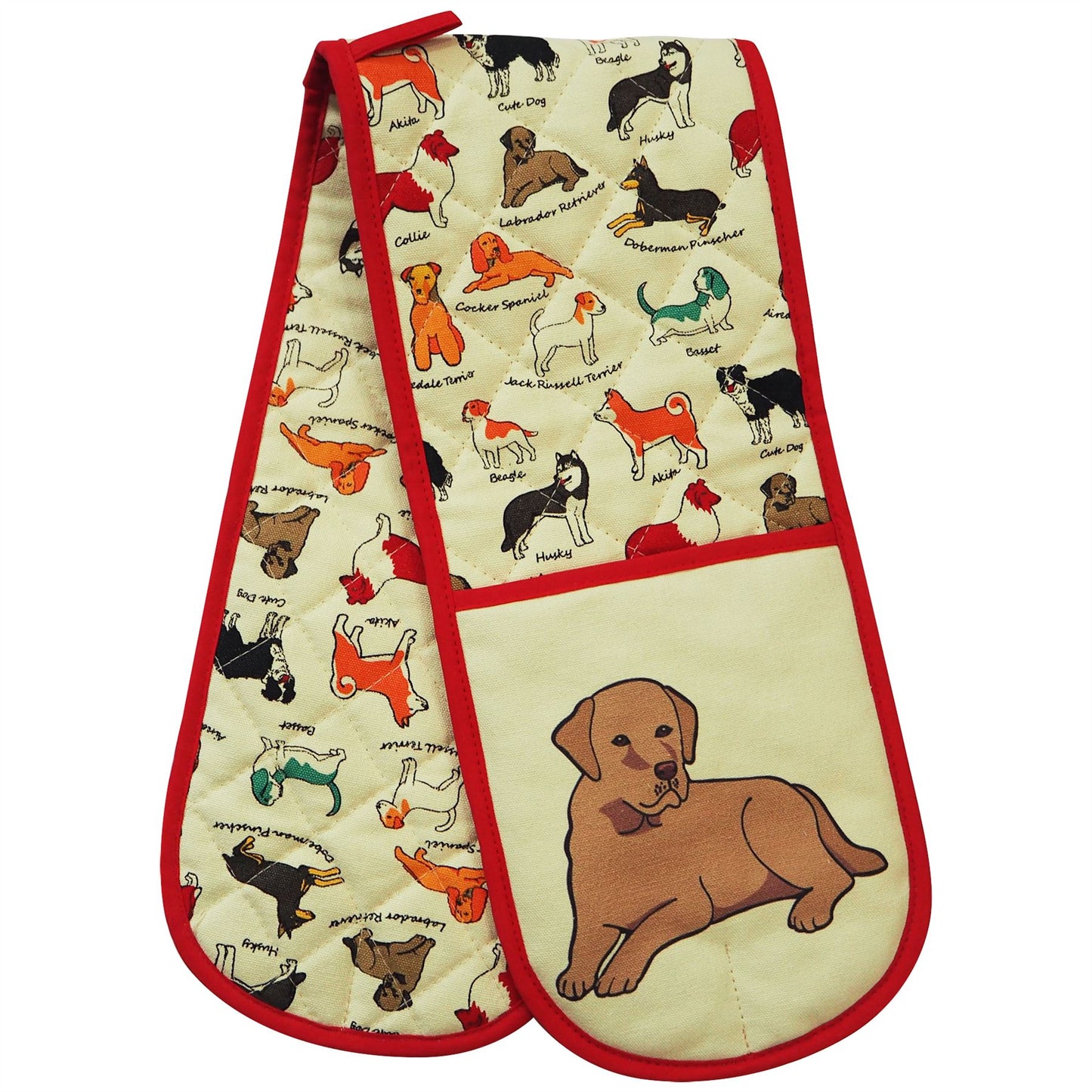 HIGHLANDS DOUBLE OVEN MITT / GLOVES - DOG FAITHFUL FRIEND. DOGDOM