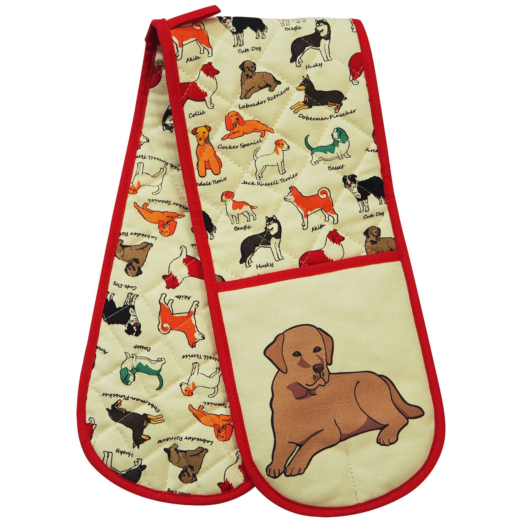 HIGHLANDS DOUBLE OVEN MITT / GLOVES - DOG FAITHFUL FRIEND. DOGDOM