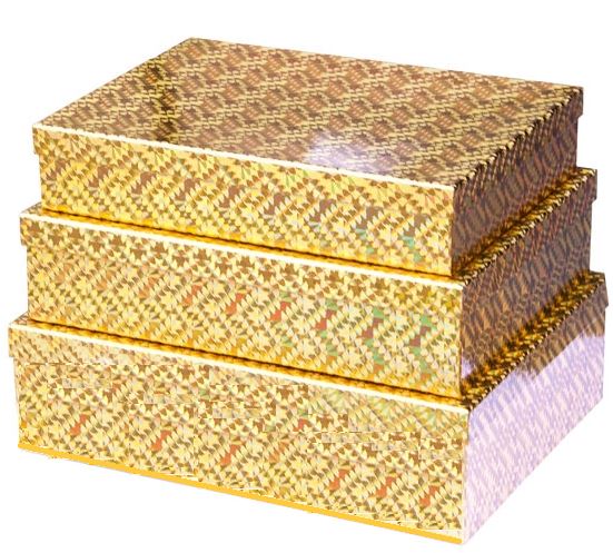 PACK OF 3 GOLD BOXES ASSORTED SIZE. 3054-BX \\\3054