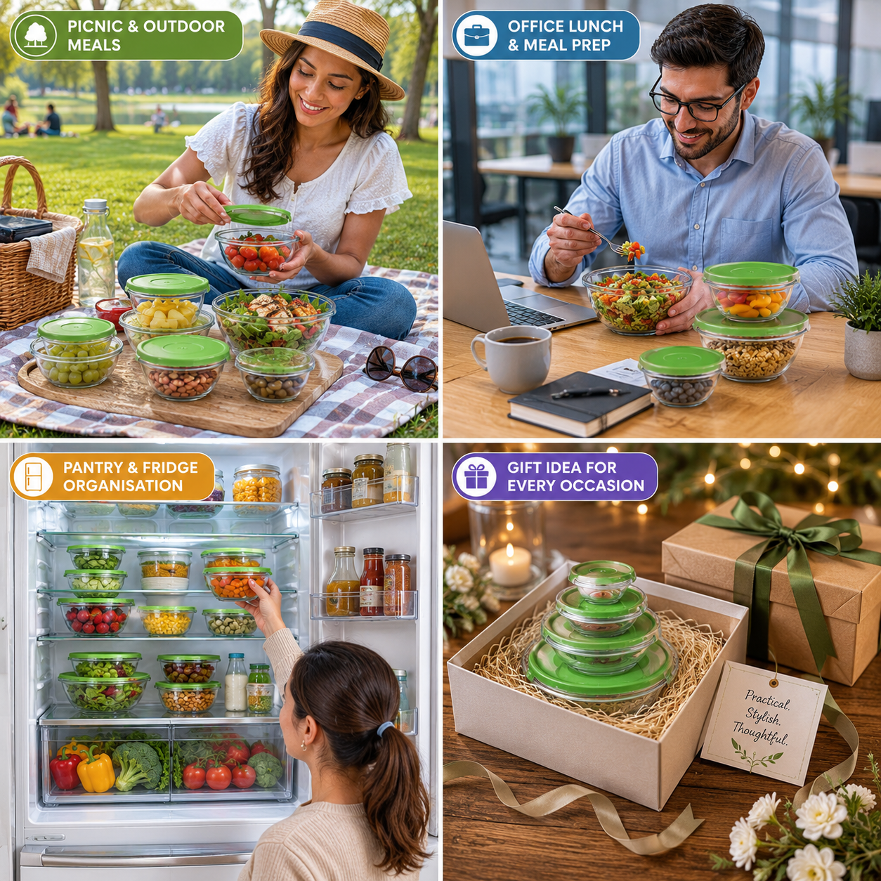SOZALI GLASSWARE SUPERBLY SIMPLE GLASS STORAGE 5 CONTAINERS. Z65929
