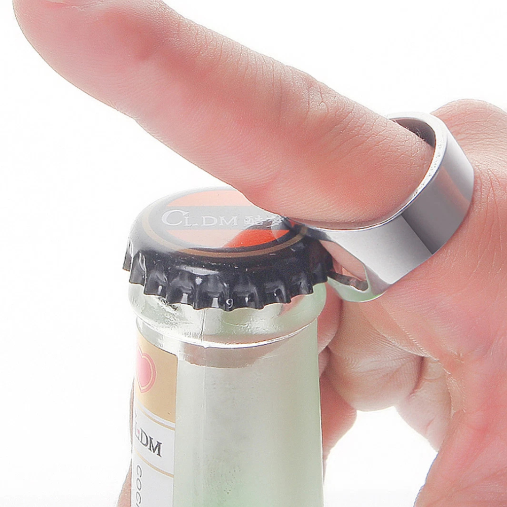 HANDY SILVER CHROME STAINLESS STEEL BAR FINGER BOTTLE OPENER. 79502922