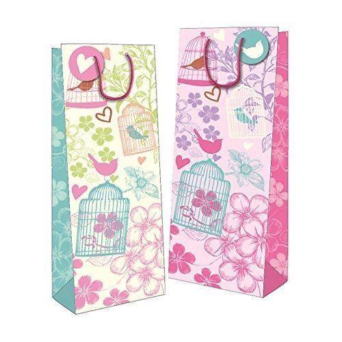 GIFT BOTTLE BAG VINTAGE FLOWERS BIRD CHICK LOVE CUTE. 34126 \\\34126