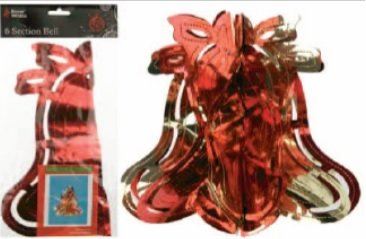 CHRISTMAS RED AND GOLD FOIL BELL 12 INCH - SINGLE 518010R. 351445 \\\351445