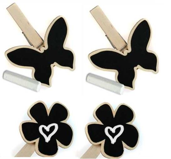 4PCS WOODEN BLACK BOARD FOR WRITING 2 FLOWER+2 BUTTERFLY. 370102_4 \\\370102_4