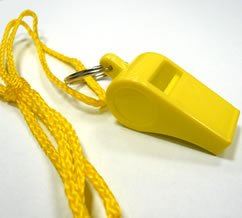 PLASTIC ASSORTED COLOUR WHISTLE - 12 PACK. 382 \\\382