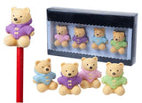 4 IN A PACK YELLOW BEAR DUFFLE COAT RUBBER ERASER. 383019 \\\383019