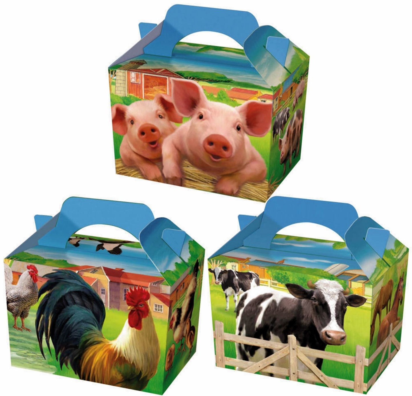 6PK FARM ANIMALS KID CHILDRENS PLAIN ACTIVITY FOOD BOX LOOT. 395713 \\\395713