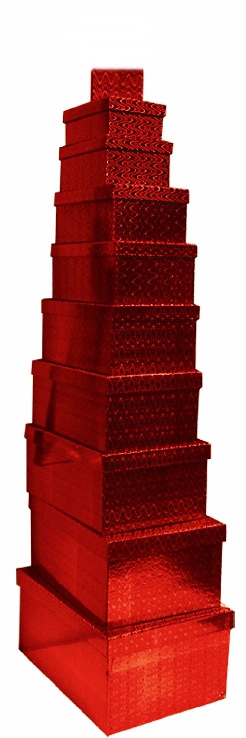 PACK OF 10 RED NEST BOXES ASSORTED SIZE. 3969-BX \\\3969