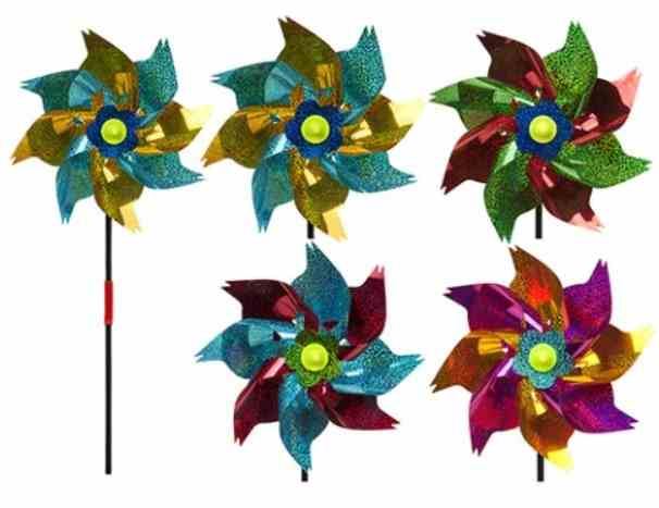 10 INCH LARGE LASER HOLOGRAPHIC WINDMILL WITH 40CM STICK. 130009