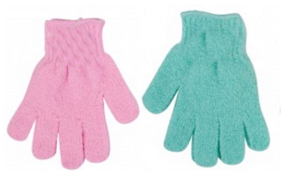 ASSORTED COLOUR ONE PAIR OF BATH GLOVES. 43784 \\\43784